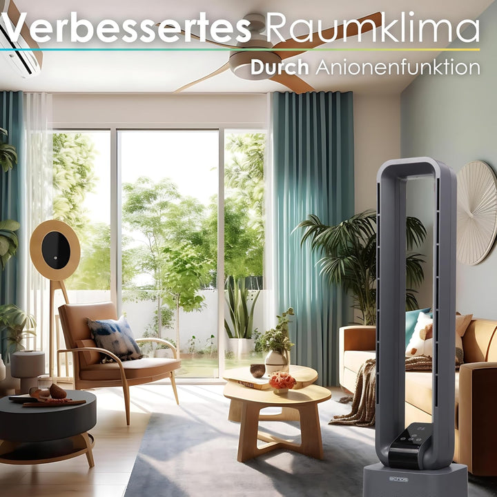 Turmventilator | Ventilator sehr leise | Fernbedienung | Oszillierend | LED-Display | 3 Modi | 12 St