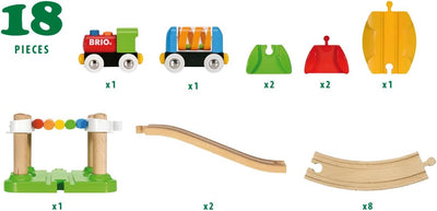 BRIO World 33727 Mein erstes Bahn Spiel Set - Zug mit Waggon, Schienen & Hängebrücke für Kleinkinder