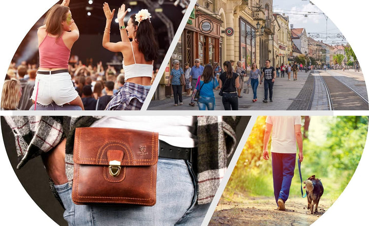 MATADOR Gürteltasche Herren Echt Leder Hüfttasche Malaga Vintage Braun Bauchtasche Damen Handtasche