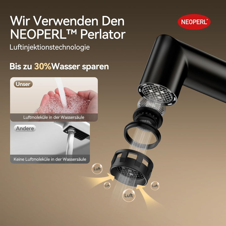 ALPHA HOME Bad Wasserhahn Einhebelmischer Mischbatterie Badarmatur Waschtischarmatur Waschbeckenarma