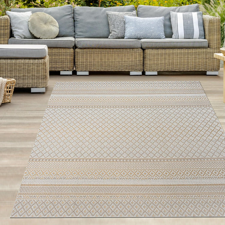 Teppich-Traum In- & Outdoor Teppich Sisal Optik Küche Wohnzimmer Terrasse Balkon Rauten Zickzack Mus