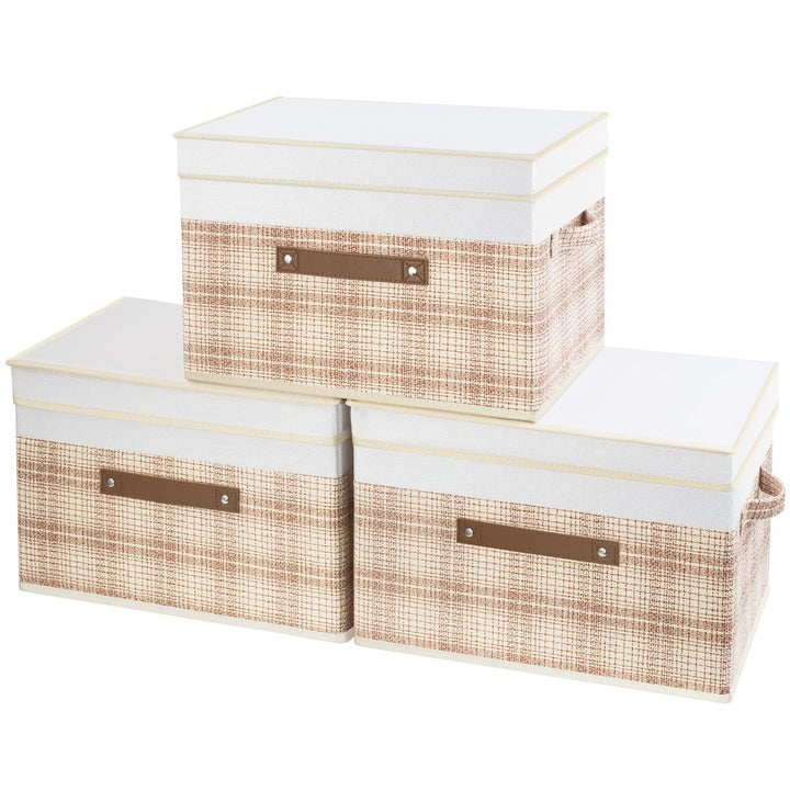 TYEERS Faltbare Aufbewahrungsbox mit Deckel, Stoff, Patchwork-Design, Kisten Aufbewahrung mit Deckel