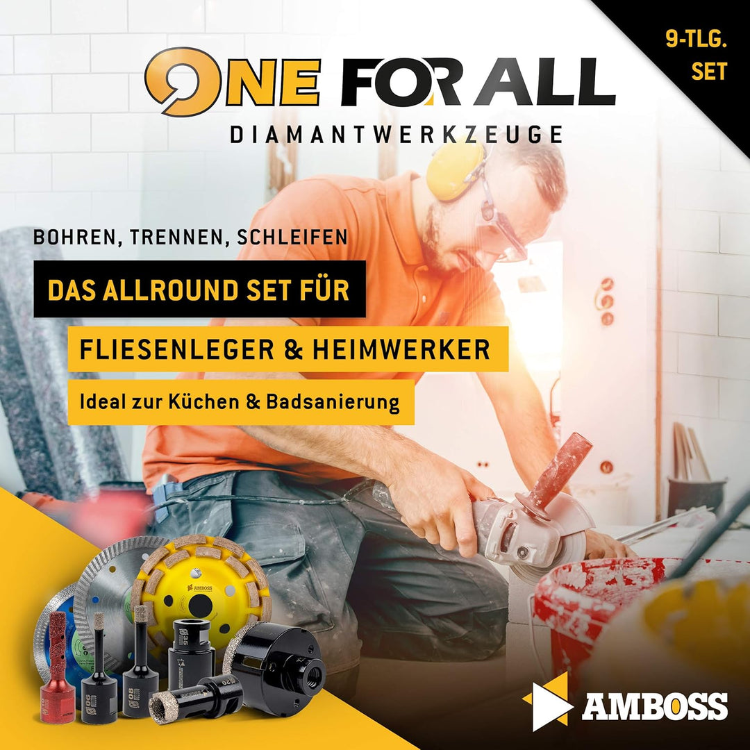 Amboss - Set Diamant-Lochsägen + Trennscheiben + Schleiftopf/One For All Set 9 / Ø 6-125 mm/perfekt