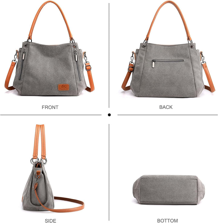 NICOLE & DORIS Damen Handtaschen Gross Canvas Schultertasche Frauen Umhängentasche mit Abnehmbarem S