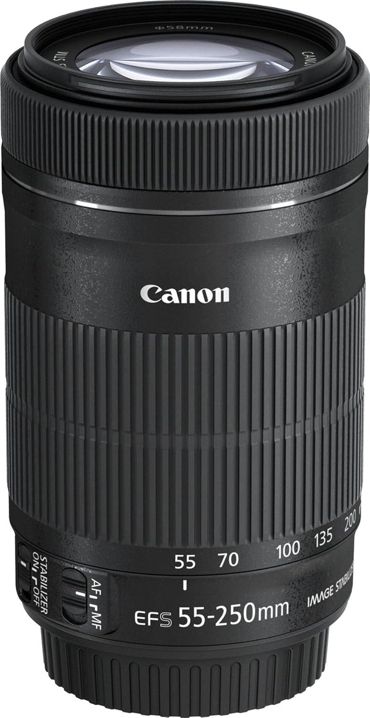 Canon EF-S 55-250mm 1:4-5.6 is STM Tele-Zoomobjektiv (58mm Filtergewinde) schwarz Single, Single