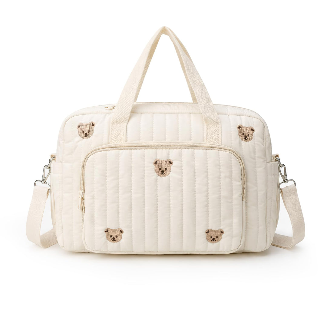 Wickeltasche für Neugeborene, Grosse Krankenhaustasche für Mamas, Mommy Bag aus Baumwolle mit Sticke