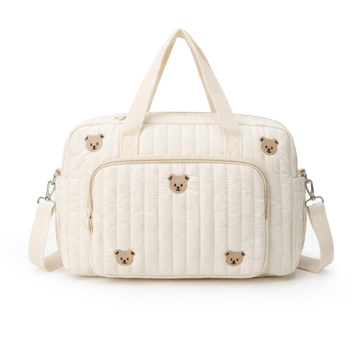 Wickeltasche für Neugeborene, Grosse Krankenhaustasche für Mamas, Mommy Bag aus Baumwolle mit Sticke