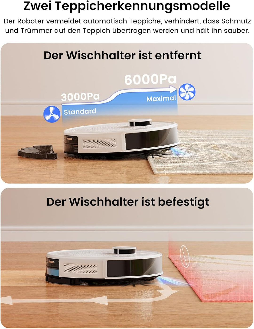 LEFANT M2 Pro Saugroboter mit Wischfunktion, Staubsauger Roboter mit Automatischer Staubentleerung,