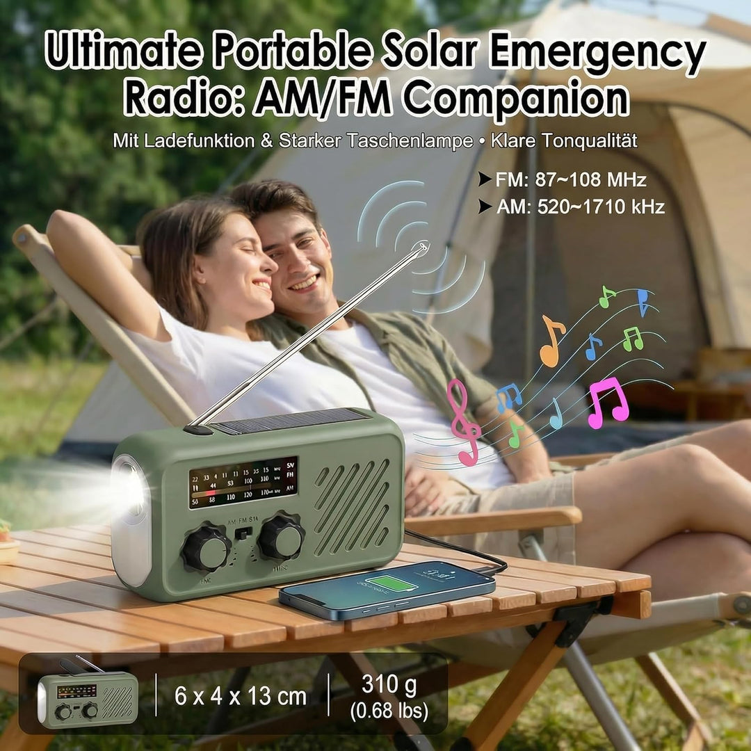 Notfall Radio, 3-Wege-Laden Emergency Radios,2000mAh Profi-Überlebensradio 3-Wege-Ladung (Solar/Hand