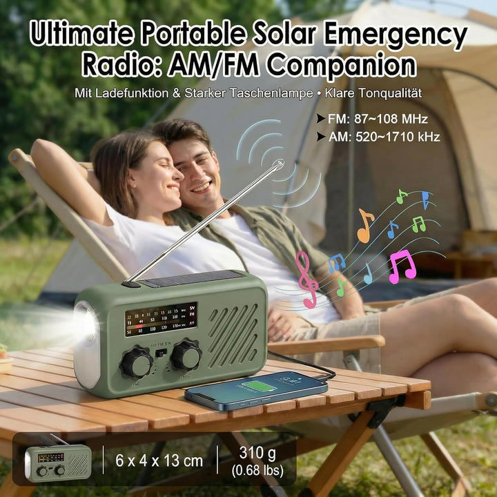 Notfall Radio, 3-Wege-Laden Emergency Radios,2000mAh Profi-Überlebensradio 3-Wege-Ladung (Solar/Hand