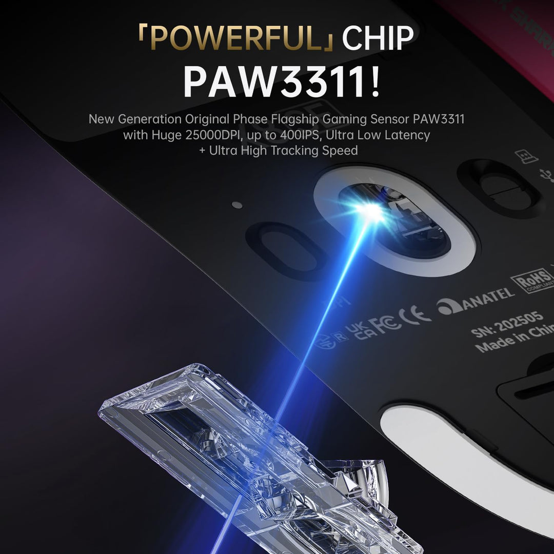 ATTACK SHARK X8SE Mouse for Large Hand, 55g Superlight, PixArt PAW3311 Gaming Sensor, BT/2.4G Wirele