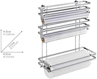 WENKO Rollenhalter Trio Style - Wandrollenhalter, verchromtes Metall, 32 x 33 x 13 cm, Silber glänze