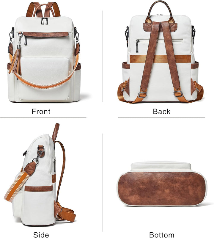 Shrrie rucksack damen elegant geeignet für 15,6Zoll-Notebooks Langlebig wasserdicht Damen aus Leder