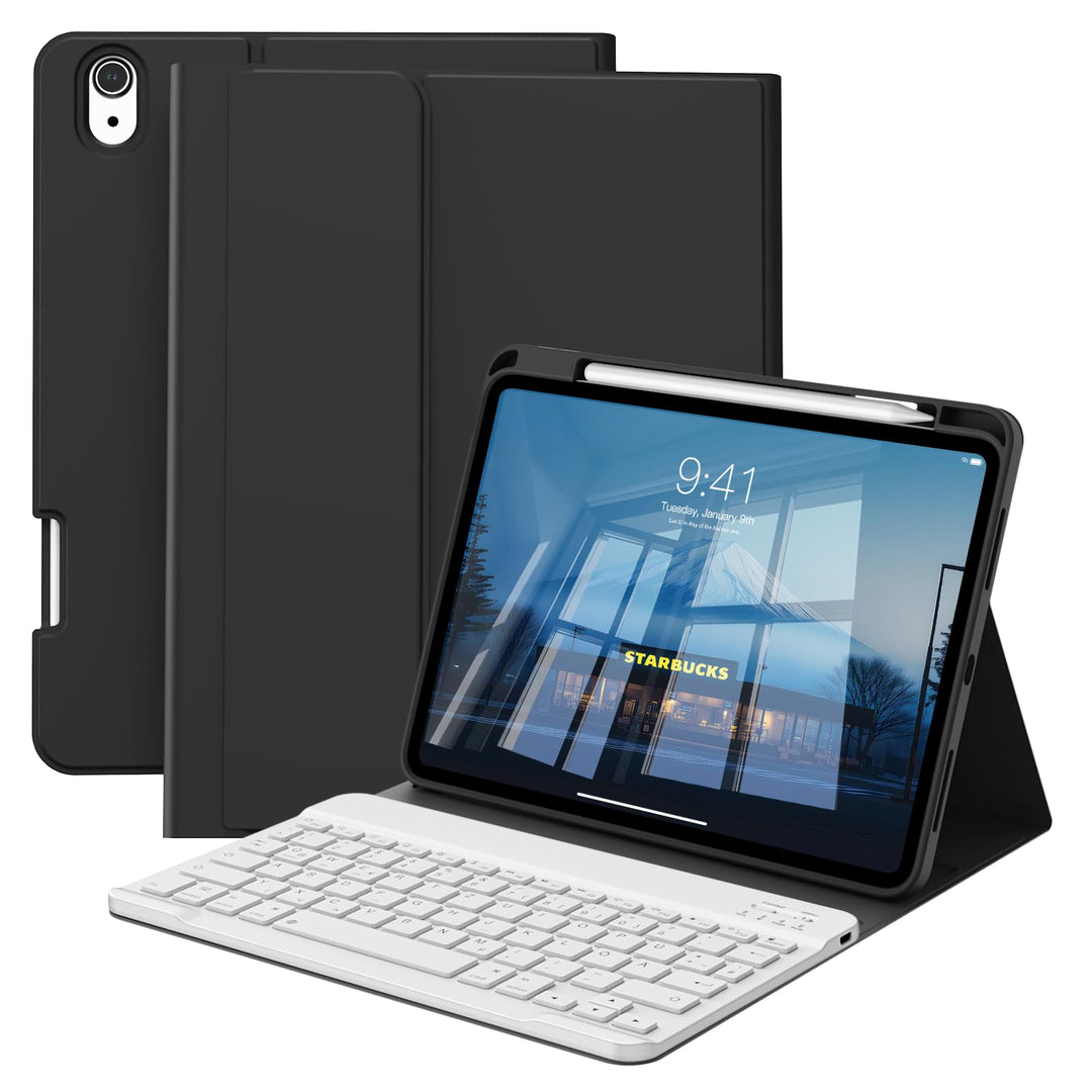 Hülle mit Tastatur für iPad A16 11 Generation 2025/10 Generation 2022(11/10.9 Zoll), Soft TPU Rücksc