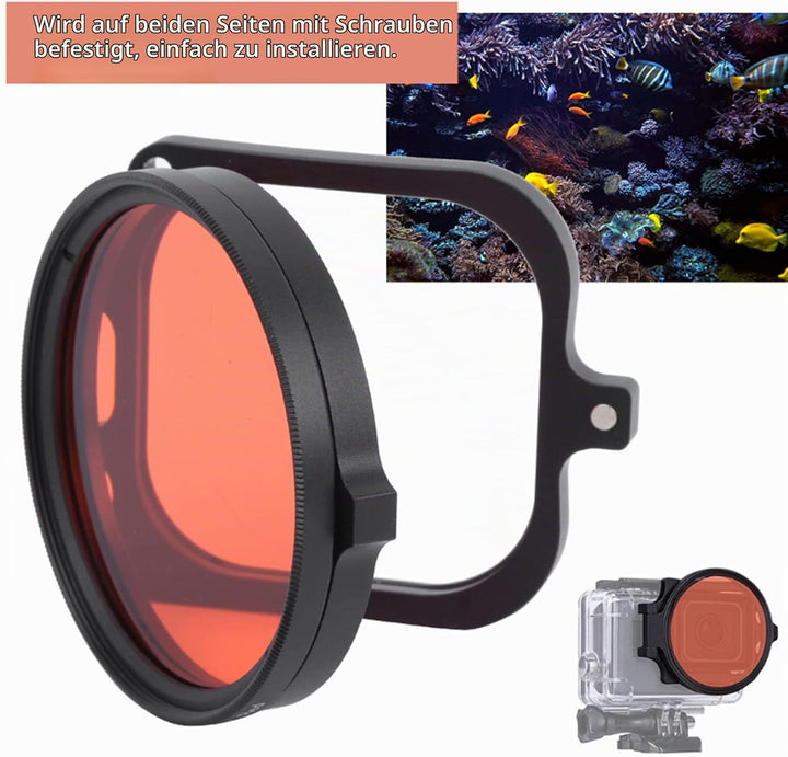 58-mm-Rotfilter, Action-Kamera, 16-Fach Makro-Nahobjektiv, Tauchfilter für Hero 9, für Unterwasserfo