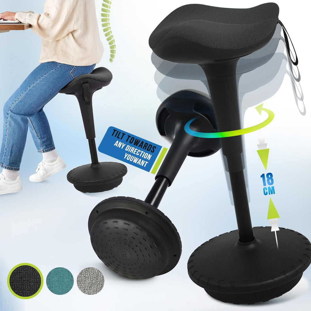 IWMH Ergonomischer Arbeitshocker, Hochverstellbare Stehhilfe, Atmungsaktiver Sitz-Steh-Hocker 360° D