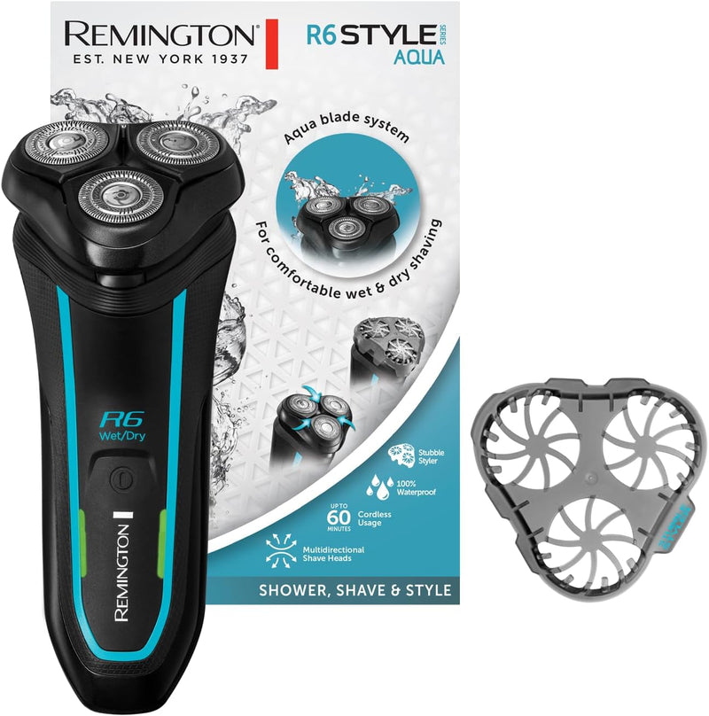 Remington Rasierer Herren Elektrisch R6 Aqua (Nass- & Trocken- Rasierapparat, 100% Wasserdicht, ausk