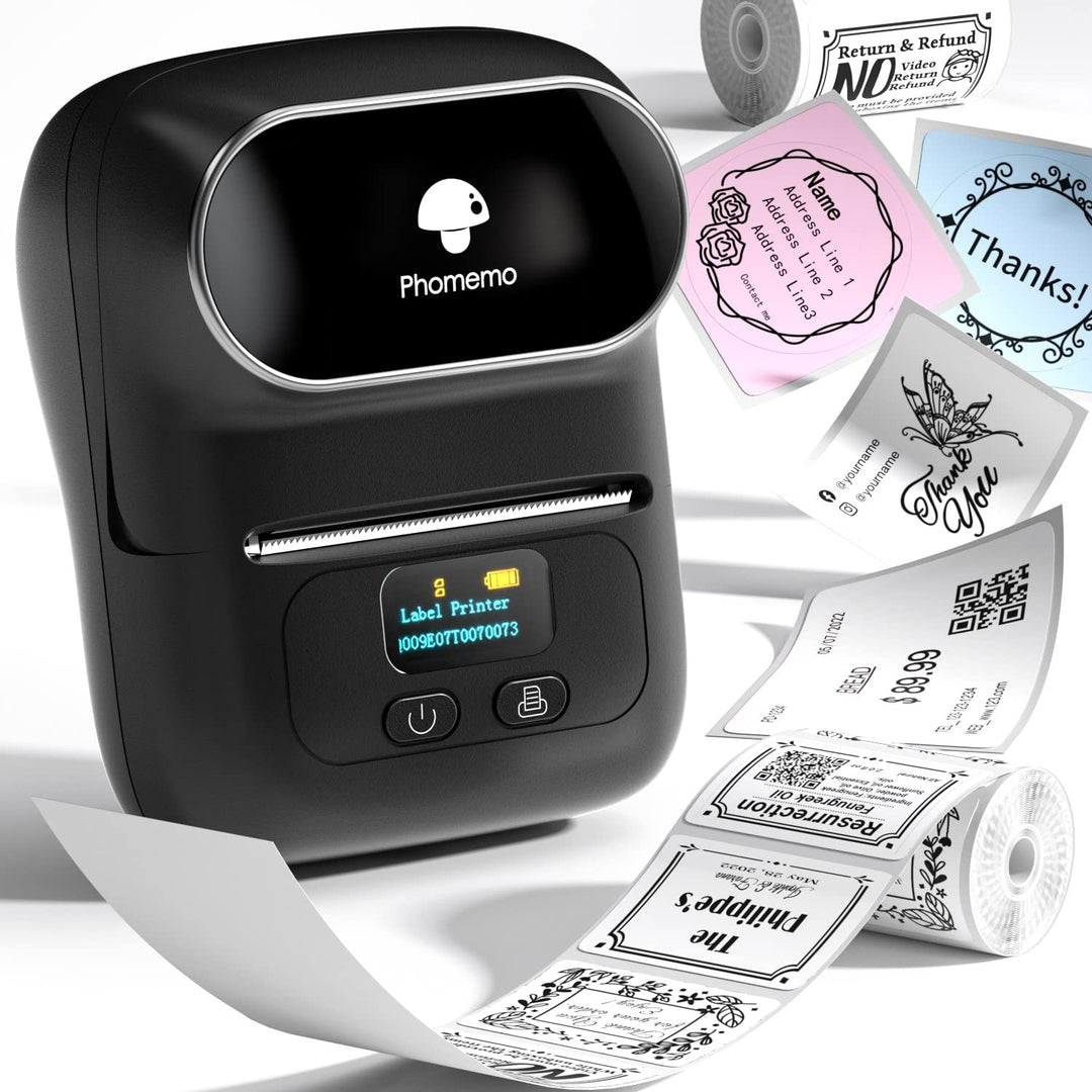 Phomemo M110 Etikettendrucker Bluetooth, Tragbarer Etikettendrucker Selbstklebend, Thermo Label Prin