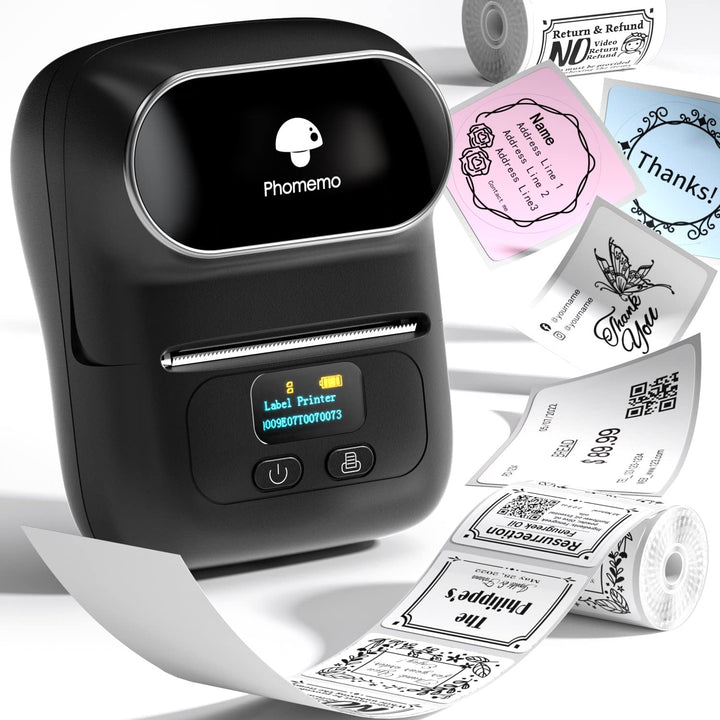Phomemo M110 Etikettendrucker Bluetooth, Tragbarer Etikettendrucker Selbstklebend, Thermo Label Prin