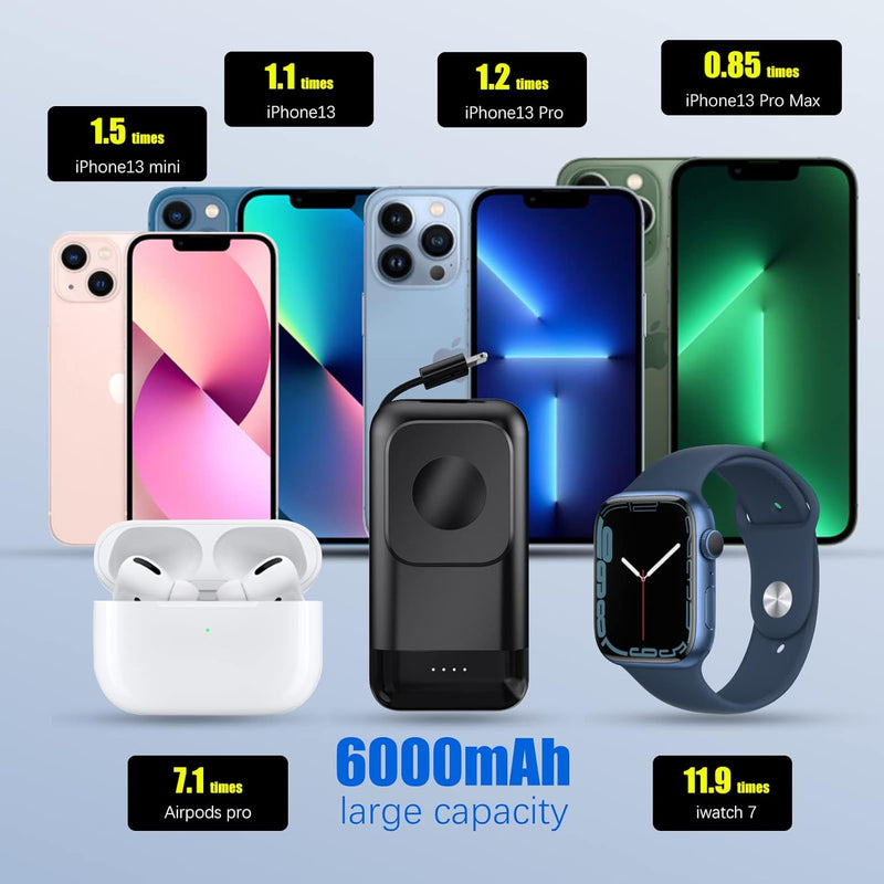 leChivée Ladestation Apple Watch Und iPhone,6000mAh Magnetisches Tragbares Ladegerät iPhone Power Ba