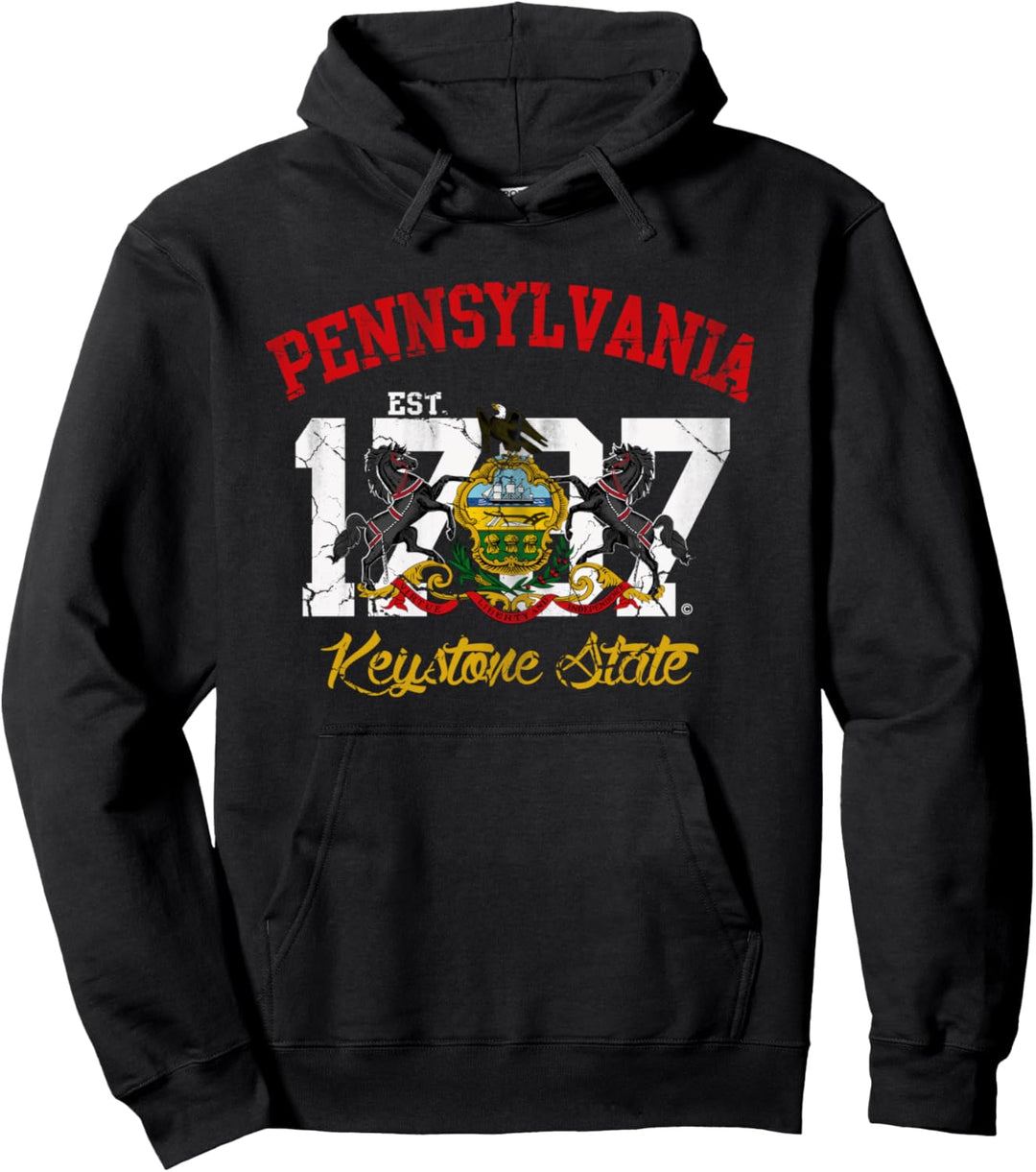 Pennsylvania-Flagge, Retro-Stil, verblasst Pullover Hoodie