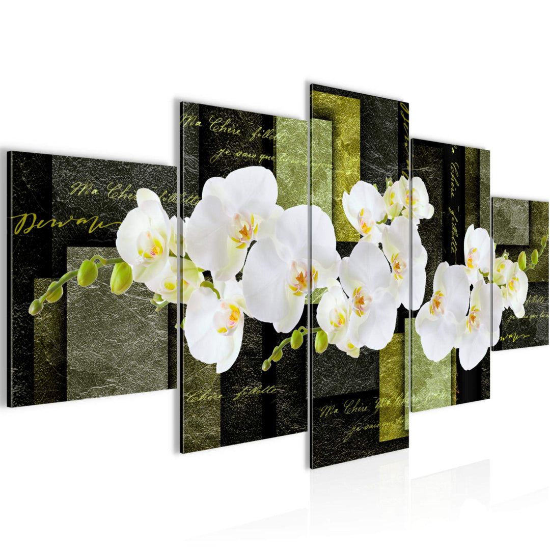 Runa Art - Bilder Blumen Orchidee 200 x 100 cm 5 Teilig XXL Wanddekoration Design Grün 009351b