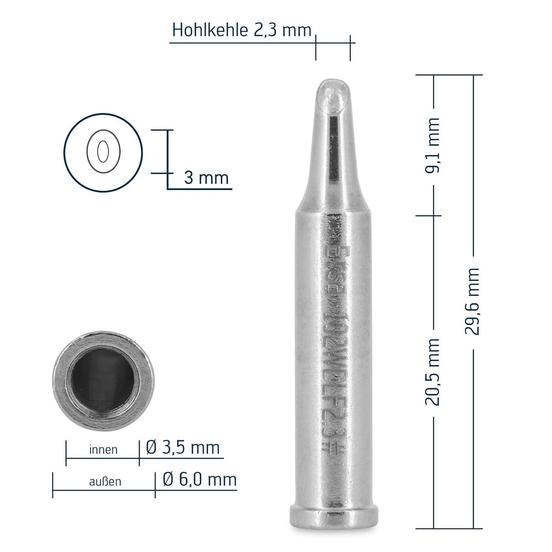 ERSA ERSADUR Dauerlötspitze gerade Power-Well mit Hohlkehle 2,3 mm Durchmesser mit ERSADUR-LF Beschi