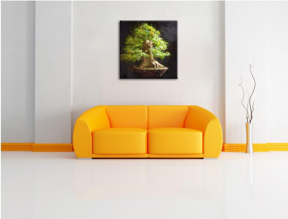 Pixxprint Kleiner Bonsaibaum als Leinwandbild/Grösse: 70x70 cm/Wandbild/Kunstdruck/fertig bespannt,