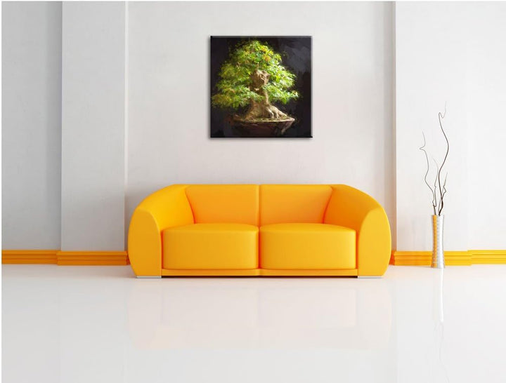 Pixxprint Kleiner Bonsaibaum als Leinwandbild/Grösse: 70x70 cm/Wandbild/Kunstdruck/fertig bespannt,