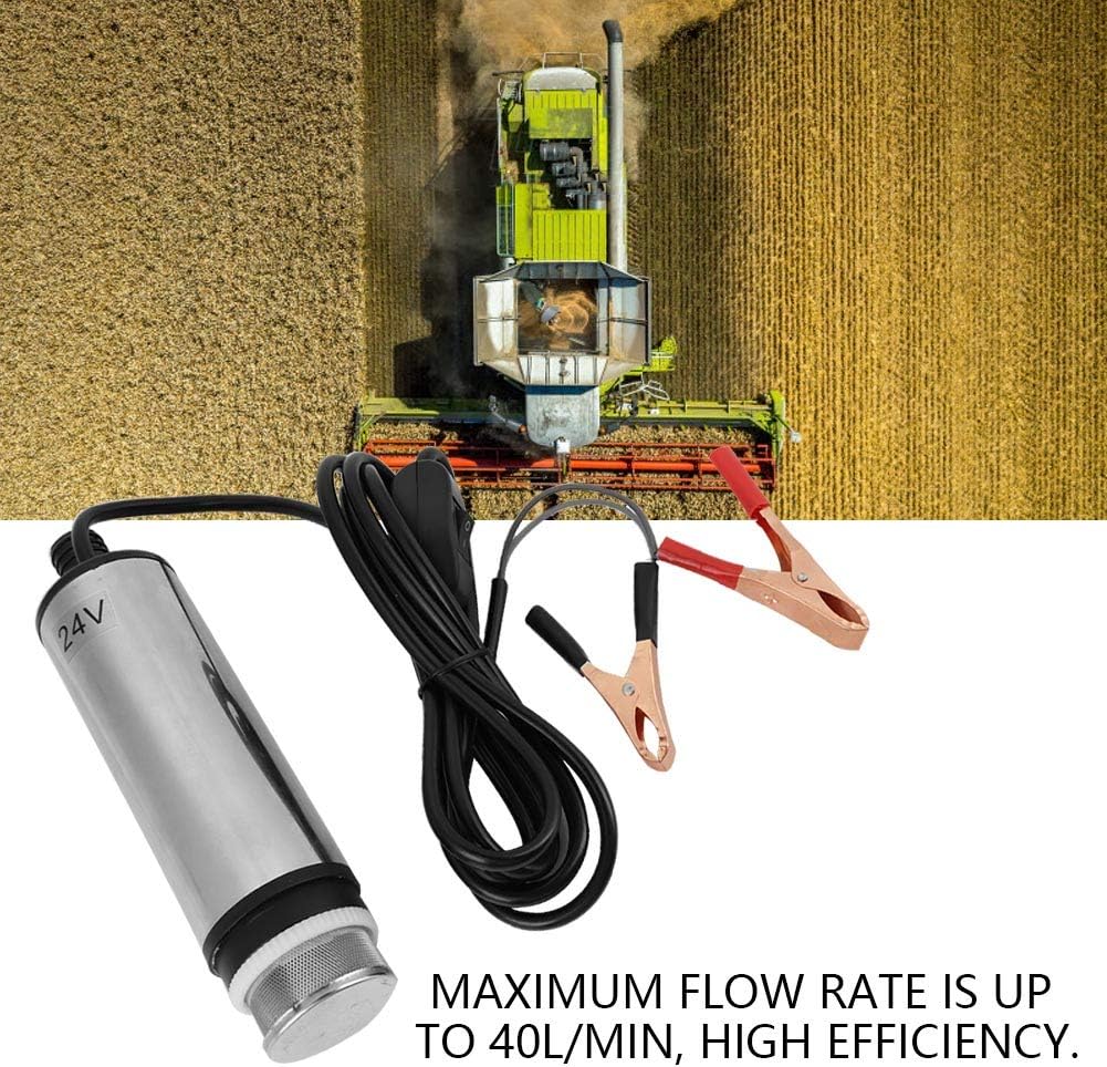 Telituny Edelstahl Transfer Pumpe, DC 24V Edelstahl Tauchpumpe für Wasser Dieselöl Kerosin Betankung