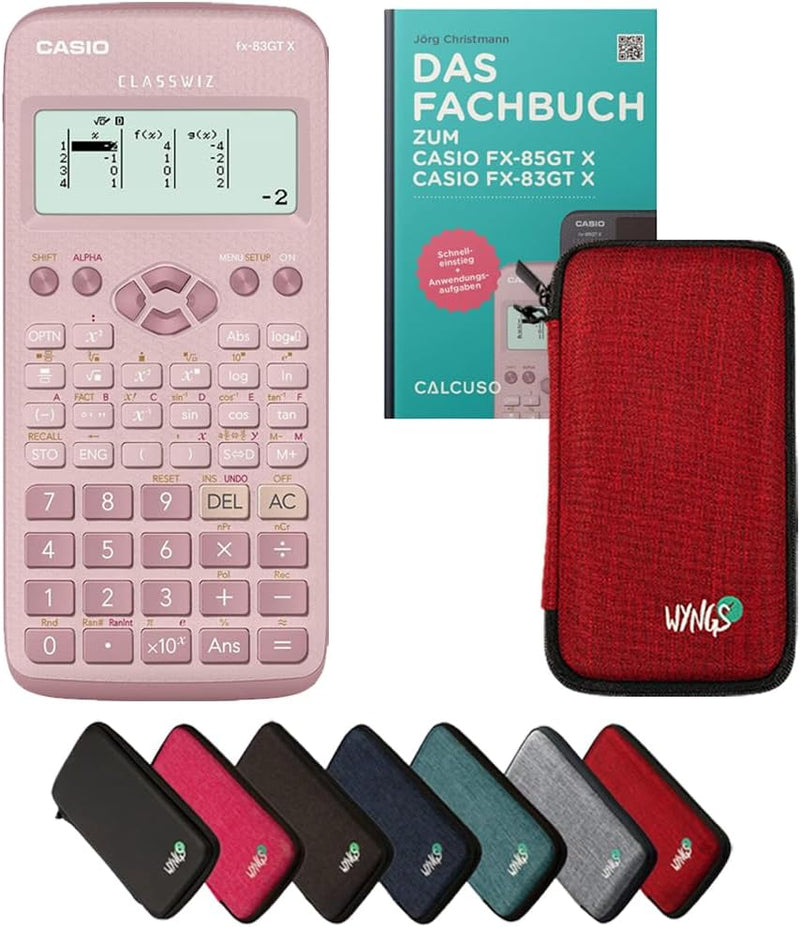 CALCUSO Standardpaket Rot mit Taschenrechner Casio FX-83GT X pink (Deutsch) Rot Casio FX 83 GT X pin