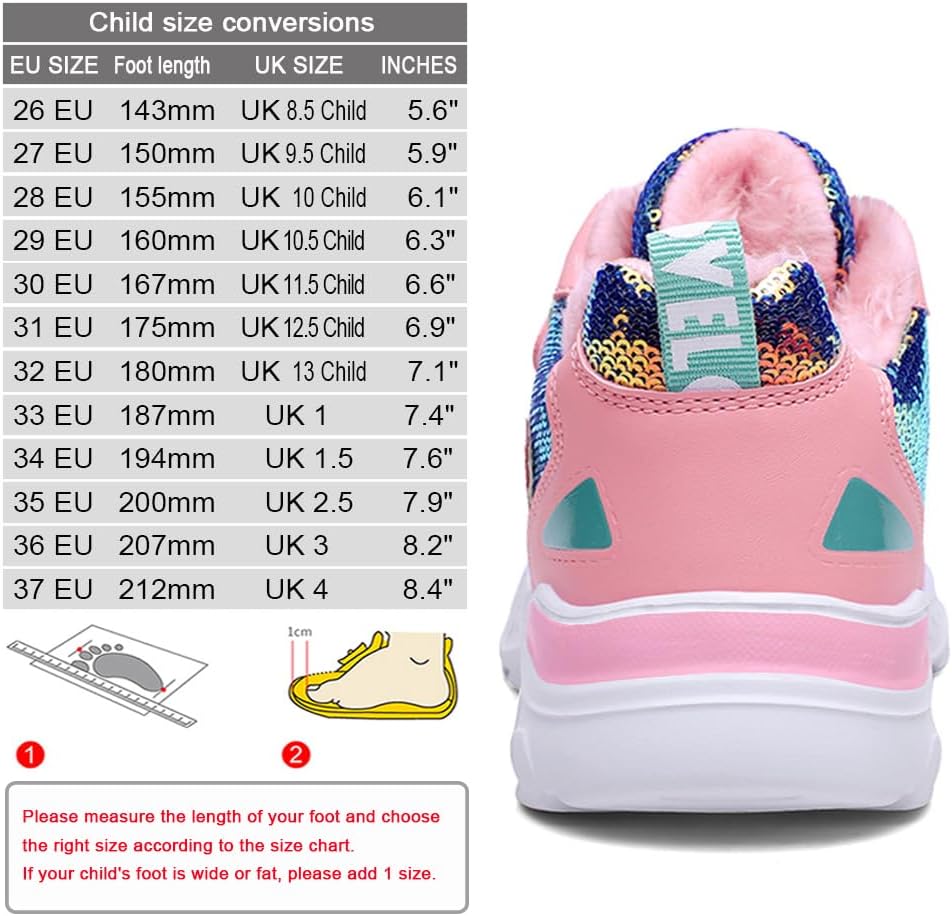 HSNA Mädchen Turnschuhe Sparkle Scales Sneaker Kinderschuhe mit Klettverschluss(28-38 EU) 32 EU Pink