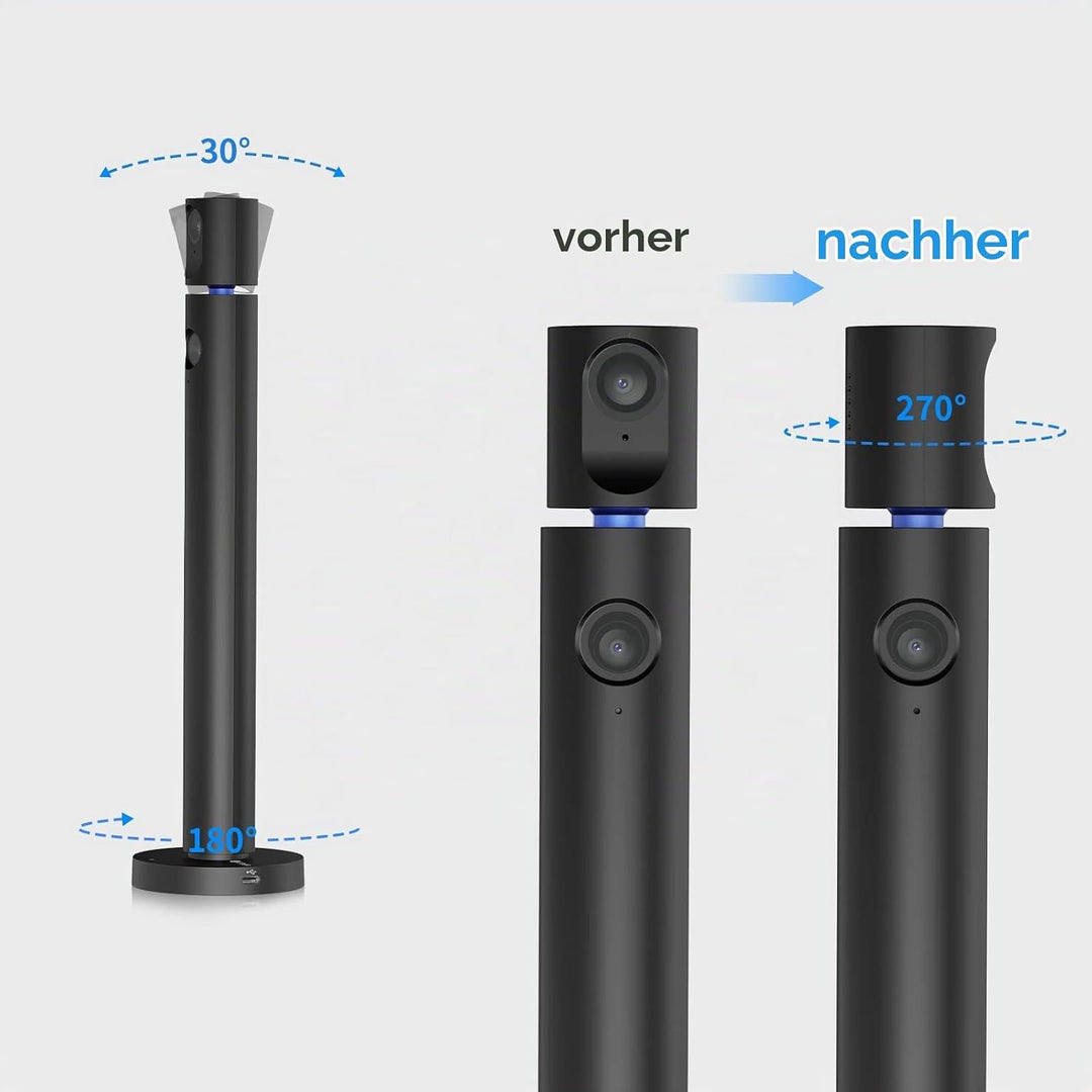 CZUR Halo Dual Webcam 180° Drehbare, 1080P Kamera mit Mikrofon Streamcam Videokamera 90° Sichtfeld C