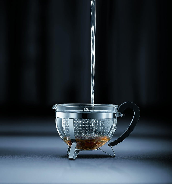 Bodum 1975-01 CHAMBORD Teekanne (Farbiger Plastikdeckel, Filter, Hitzebeständig, 1,0 liters) schwarz