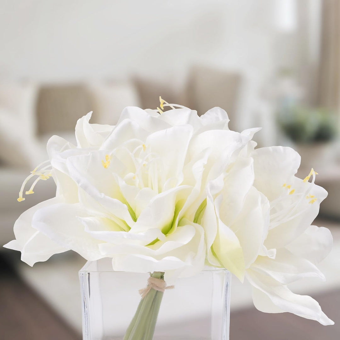 Pure Garten Lily Blumen-Arrangement mit Glas Vase, cremefarben, 8.5"