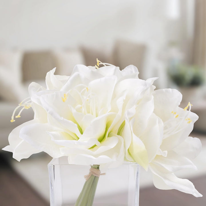 Pure Garten Lily Blumen-Arrangement mit Glas Vase, cremefarben, 8.5"