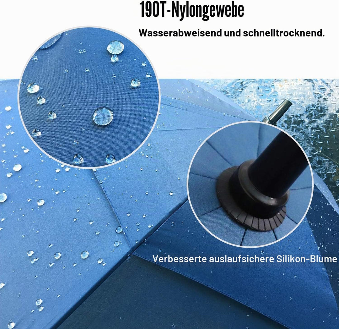 Regenschirm Gross XL/XXL - Sturmfest, Automatisch Öffnend, mit Doppeldach Belüftung - Hochwertiger S
