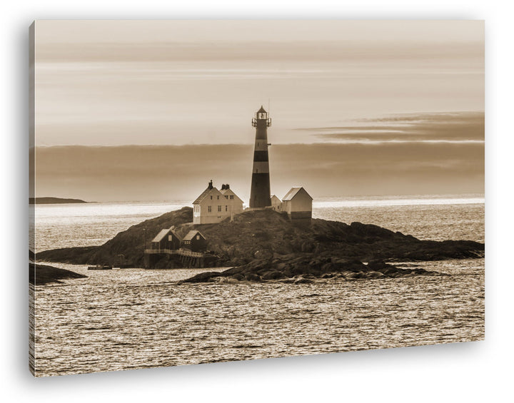 deyoli einsamer norwegischer Leuchtturm Format: 60x40 Effekt: Sepia als Leinwand, Motiv fertig gerah