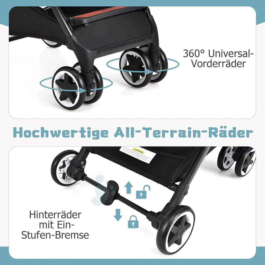 DREAMADE Klappbarer Kinderwagen, Buggy mit stufenlos verstellbarer Rückenlehne, Stroller mit Moskito