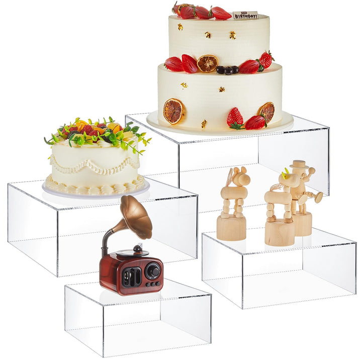 Buffet Ständer Acryl, 5'' x 6'' x 7'' x 8'' Lebensmittel-Präsentationsboxen 4er Set, Würfel-Desserts