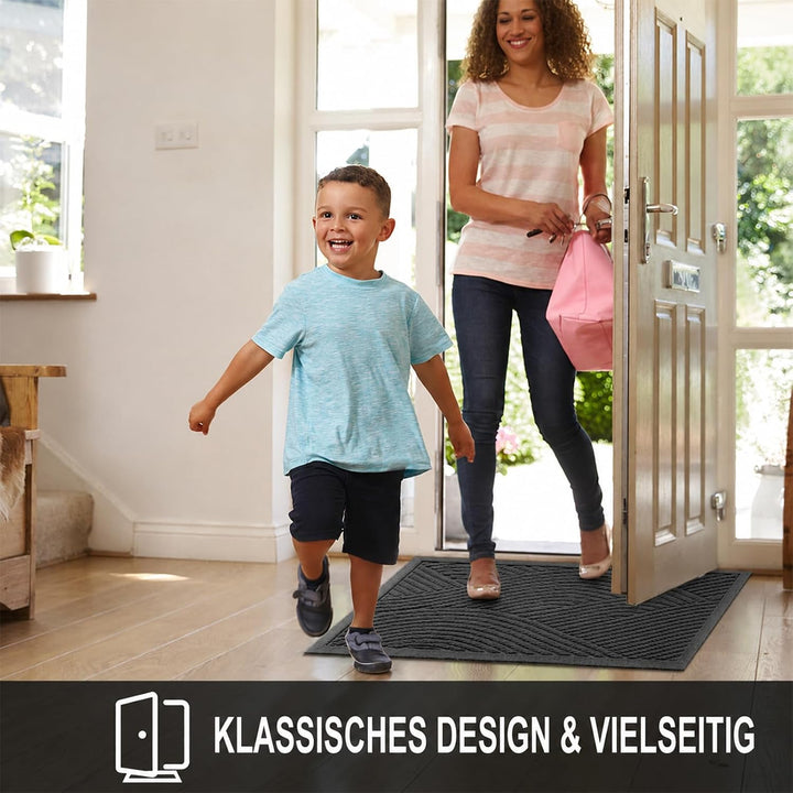 Fussmatte 40 x 60 cm Innen &amp; Aussen, rutschfeste Schmutzfangmatte, Waschbar Fussmatte, Wasserdicht T