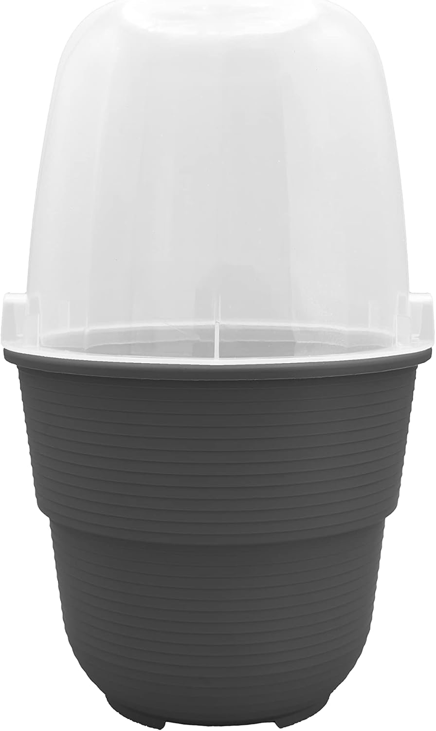 5er-Set Anzuchthaube mit Blumentopf 16 cm Durchmesser Anthrazit runder Anzuchttopf Anzuchthilfe Mini