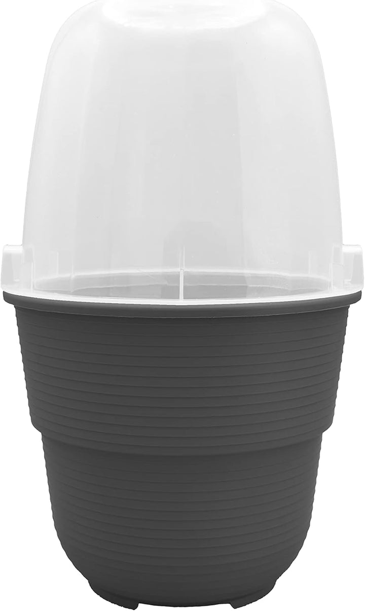 5er-Set Anzuchthaube mit Blumentopf 16 cm Durchmesser Anthrazit runder Anzuchttopf Anzuchthilfe Mini
