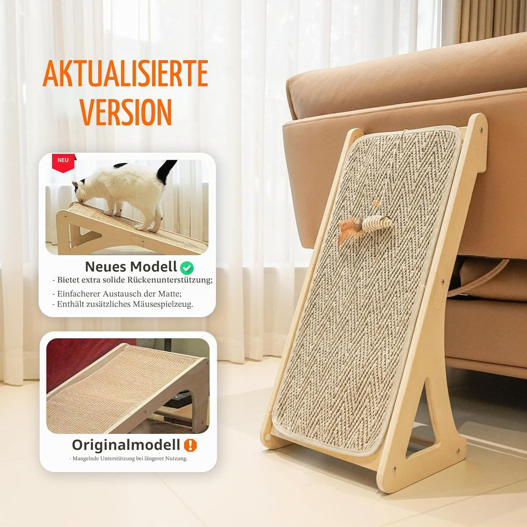 PETKARAY Kratzbrett Katze, 68 cm Hohe L-förmiger Sisal Kratzsäule, Dual-Use Kratzpads für Katzen, Ka