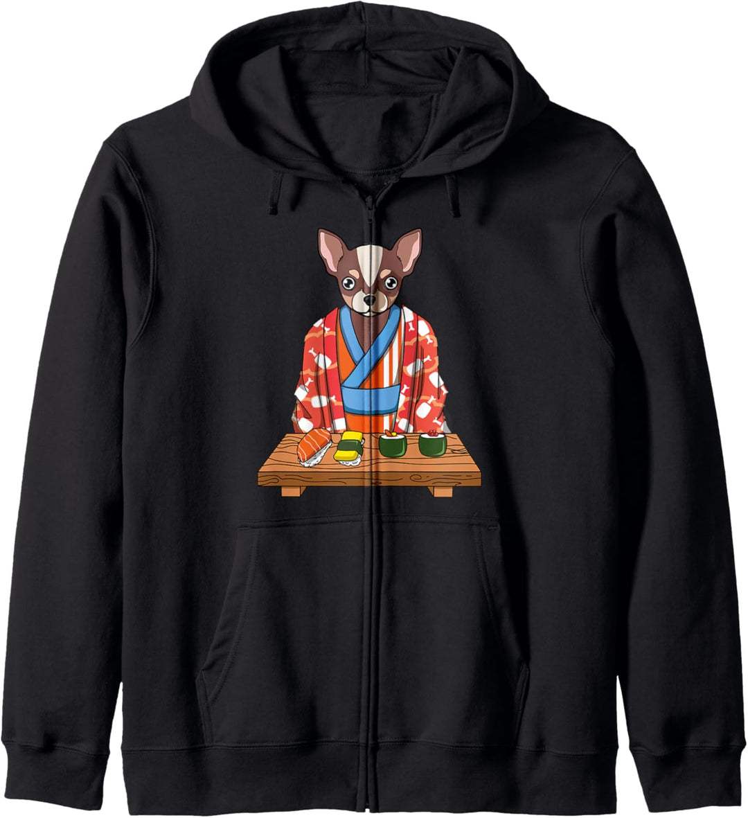 Niedlich Kawaii Japanisch Chihuahua Hund Kimono Sushi Kapuzenjacke