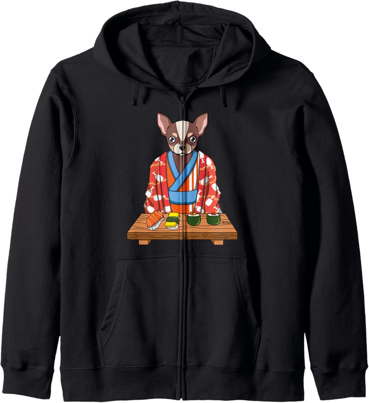 Niedlich Kawaii Japanisch Chihuahua Hund Kimono Sushi Kapuzenjacke