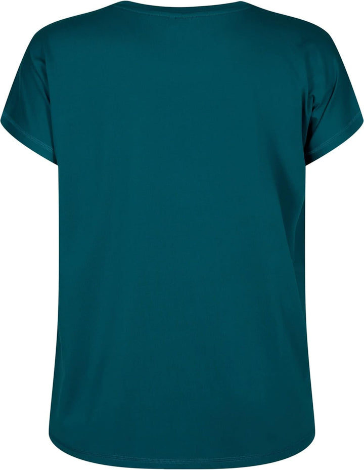 Zizzi Aktiv Frauen Grosse Grössen Rundhalsausschnitt T-Shirt Grösse 42-44 Grosse Grössen Deep Teal,