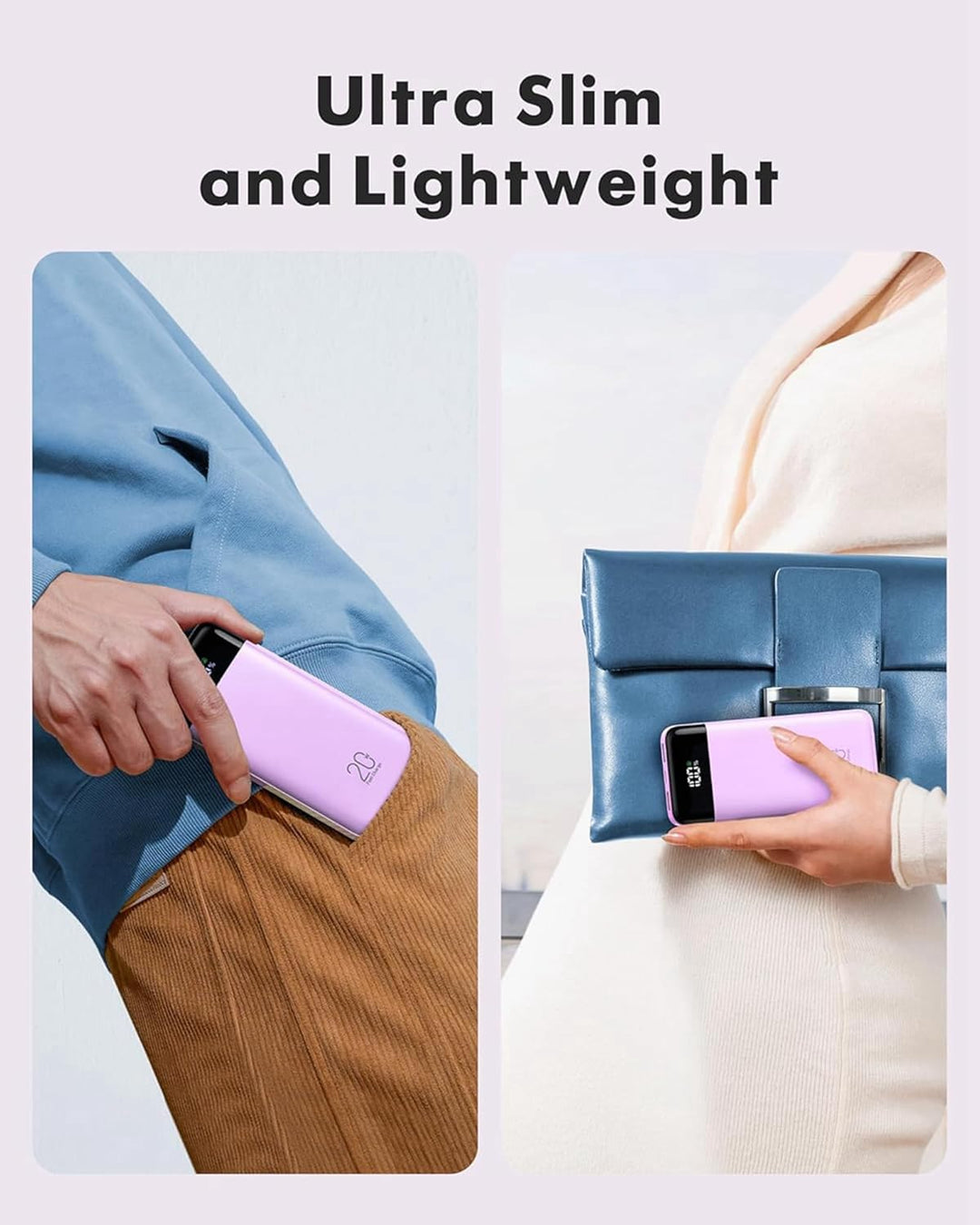 Charmast Power Bank, 22,5W Powerbank 20000mAh mit USB-C Kabel und LED-Display, PD3.0 QC4.0 Externe H