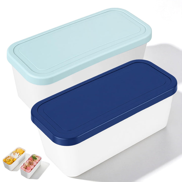 2er-Set Eisbehälter für Speiseeis, 2L Eis Aufbewahrungsbehälter mit Deckeln | Eis-Container BPA-frei