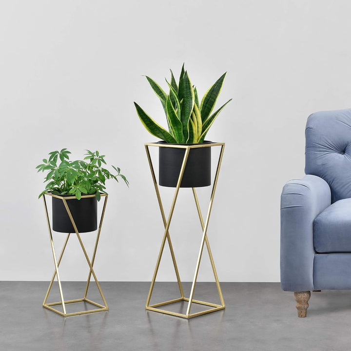 [en.casa] Pflanzständer im 2er Set Blumenständer aus Metall Blumentopf Ständer mit Übertopf Blumento
